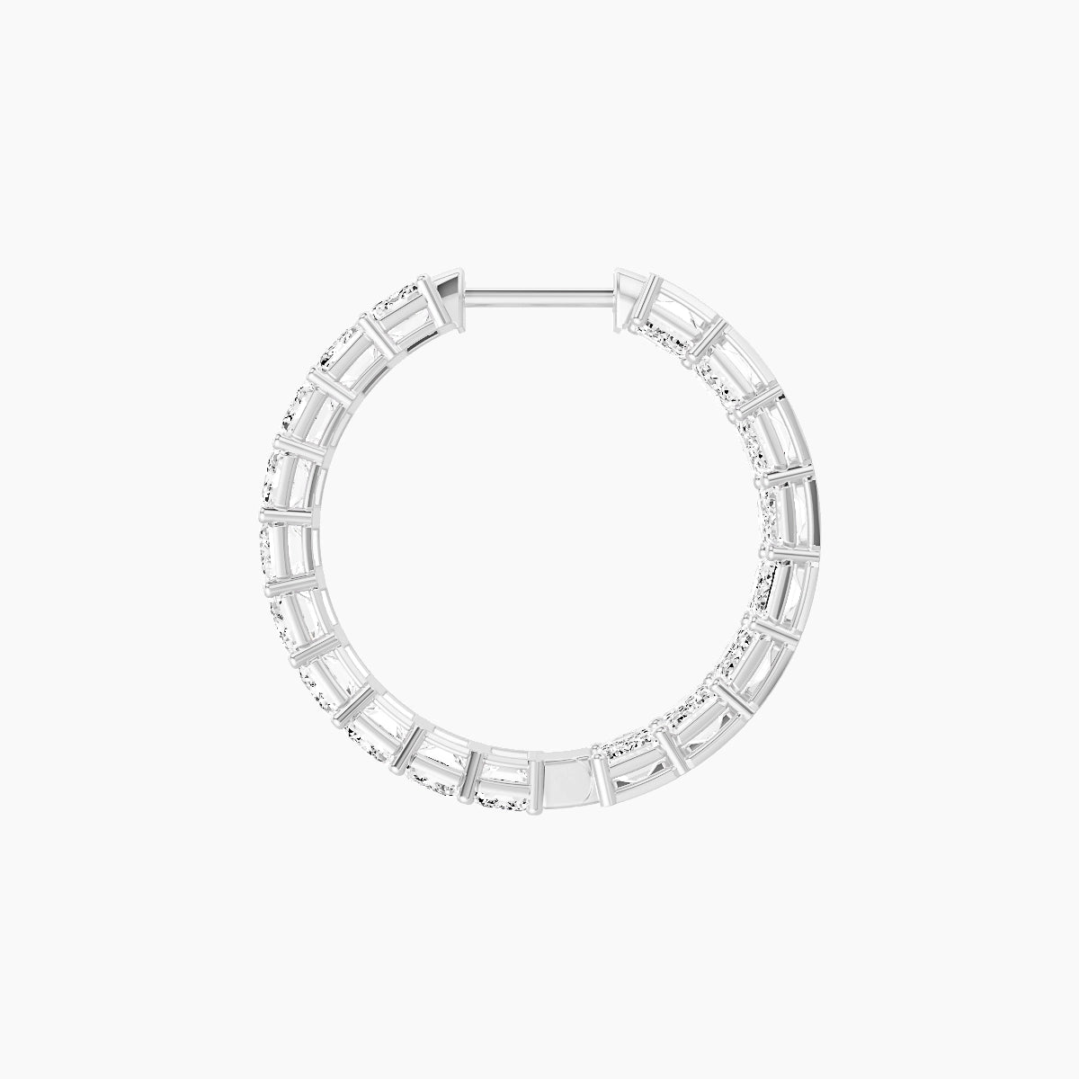 18k White Gold 2cm Emerald White Lab Diamond Inside-Out Hoop Earrings | 10.8 ct total