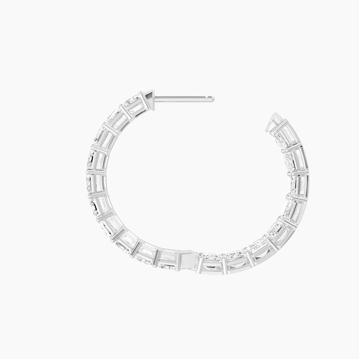 18k White Gold 2cm Emerald White Lab Diamond Inside-Out Hoop Earrings | 10.8 ct total