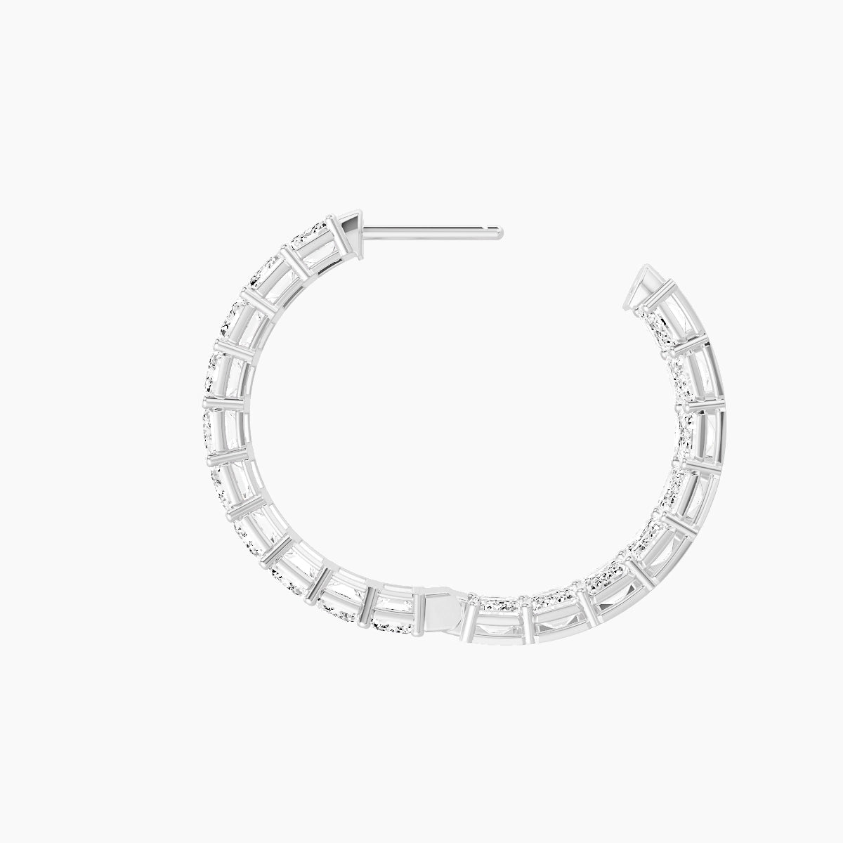 18k White Gold 2cm Emerald White Lab Diamond Inside-Out Hoop Earrings | 10.8 ct total