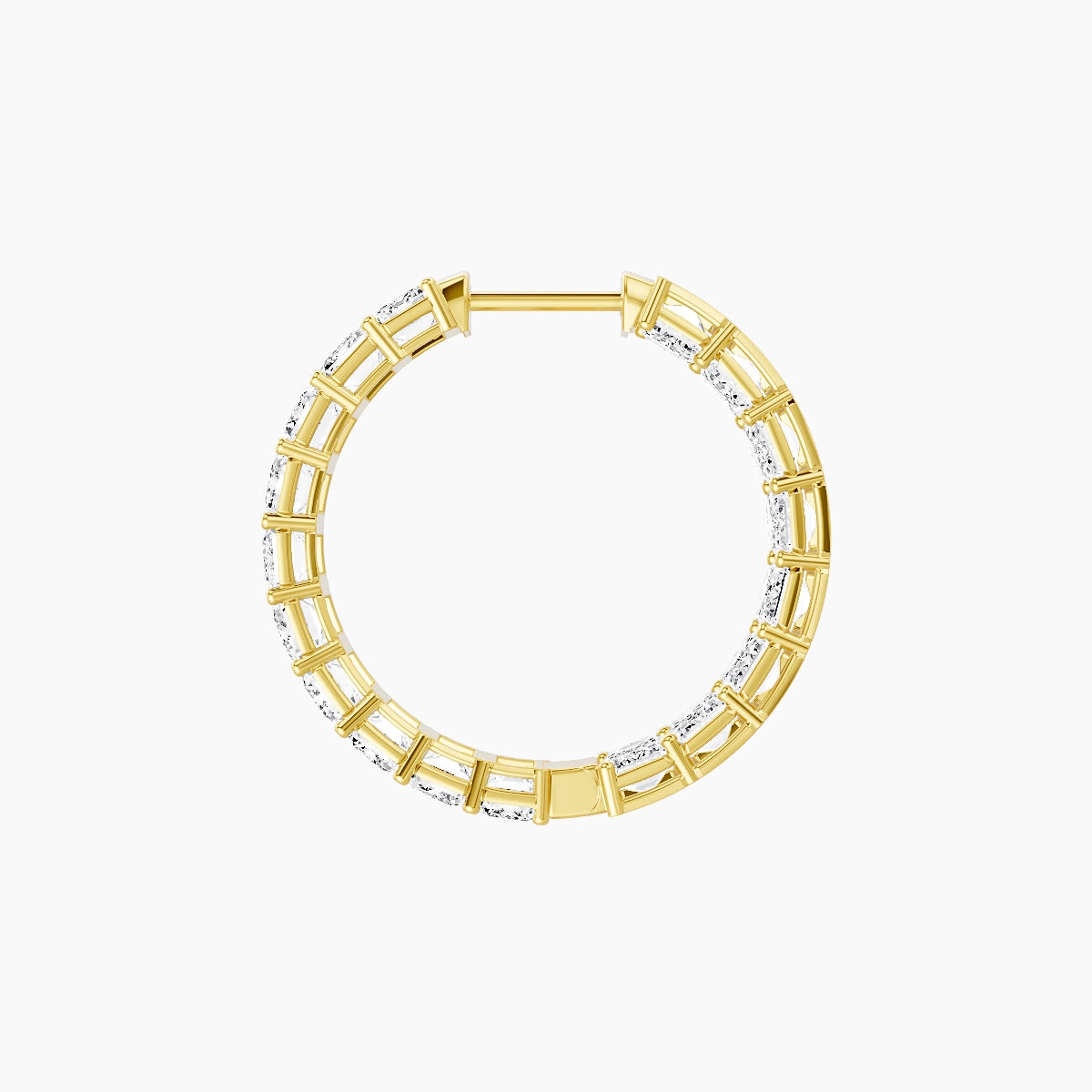 18k Yellow Gold 2cm Emerald White Lab Diamond Inside-Out Hoop Earrings | 10.8 ct total
