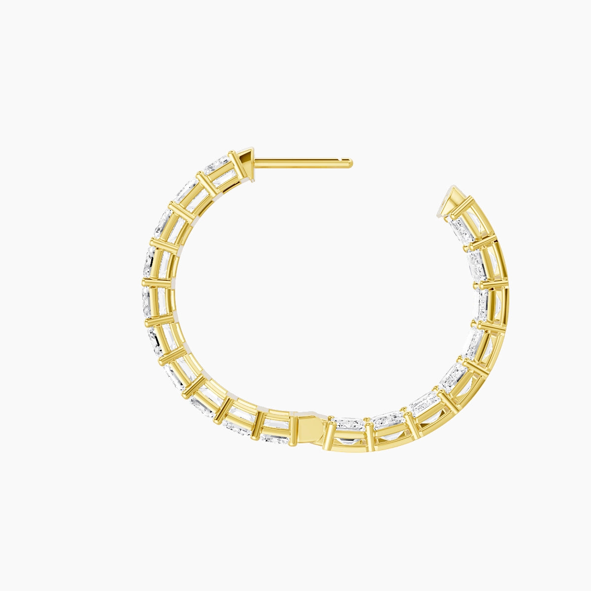 18k Yellow Gold 2cm Emerald White Lab Diamond Inside-Out Hoop Earrings | 10.8 ct total