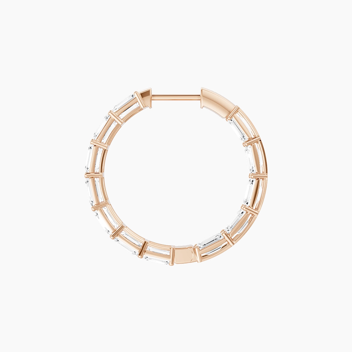 18k Rose Gold 2cm Emerald White Lab Diamond Inside-Out Hoop Earrings | 7.2 ct total