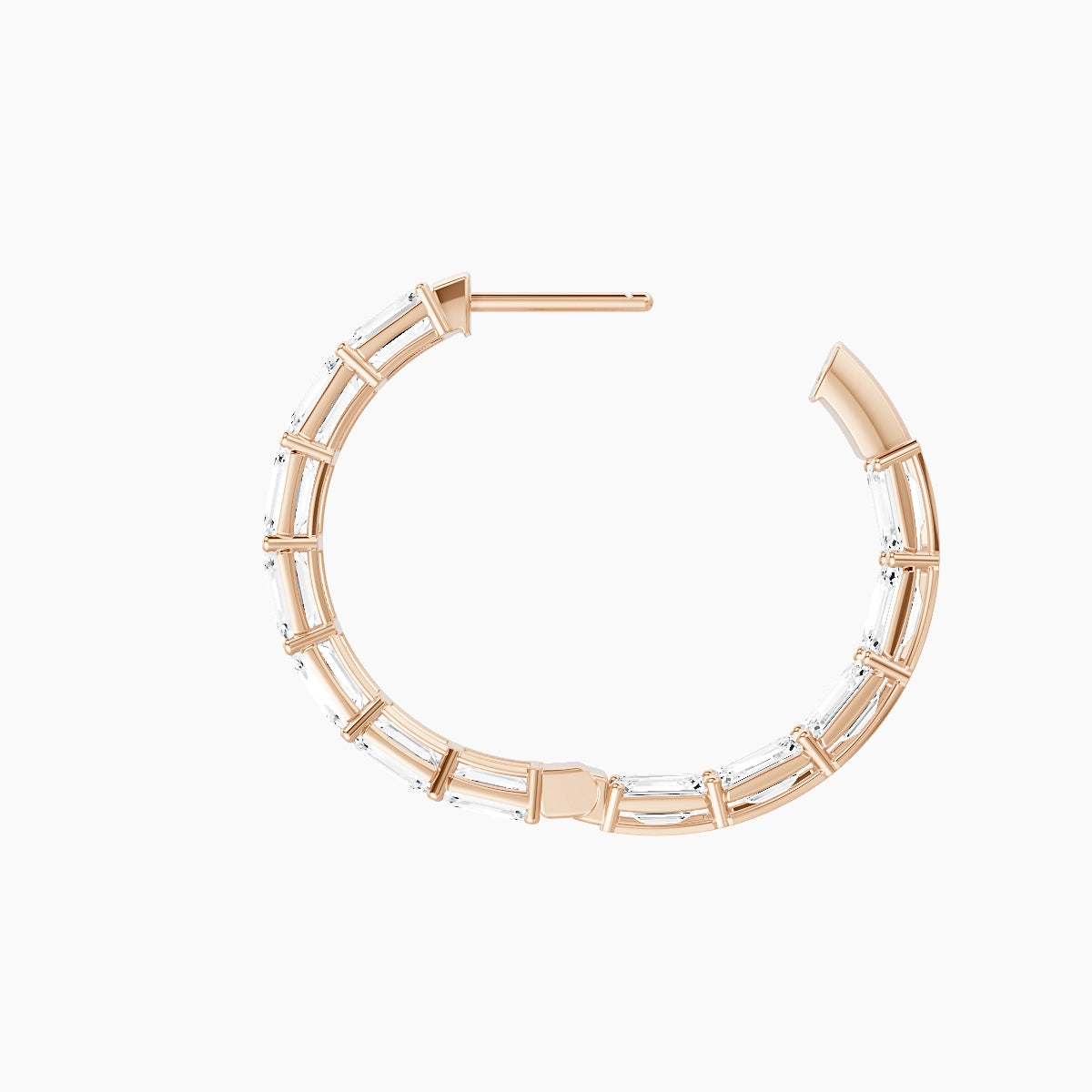 18k Rose Gold 2cm Emerald White Lab Diamond Inside-Out Hoop Earrings | 7.2 ct total