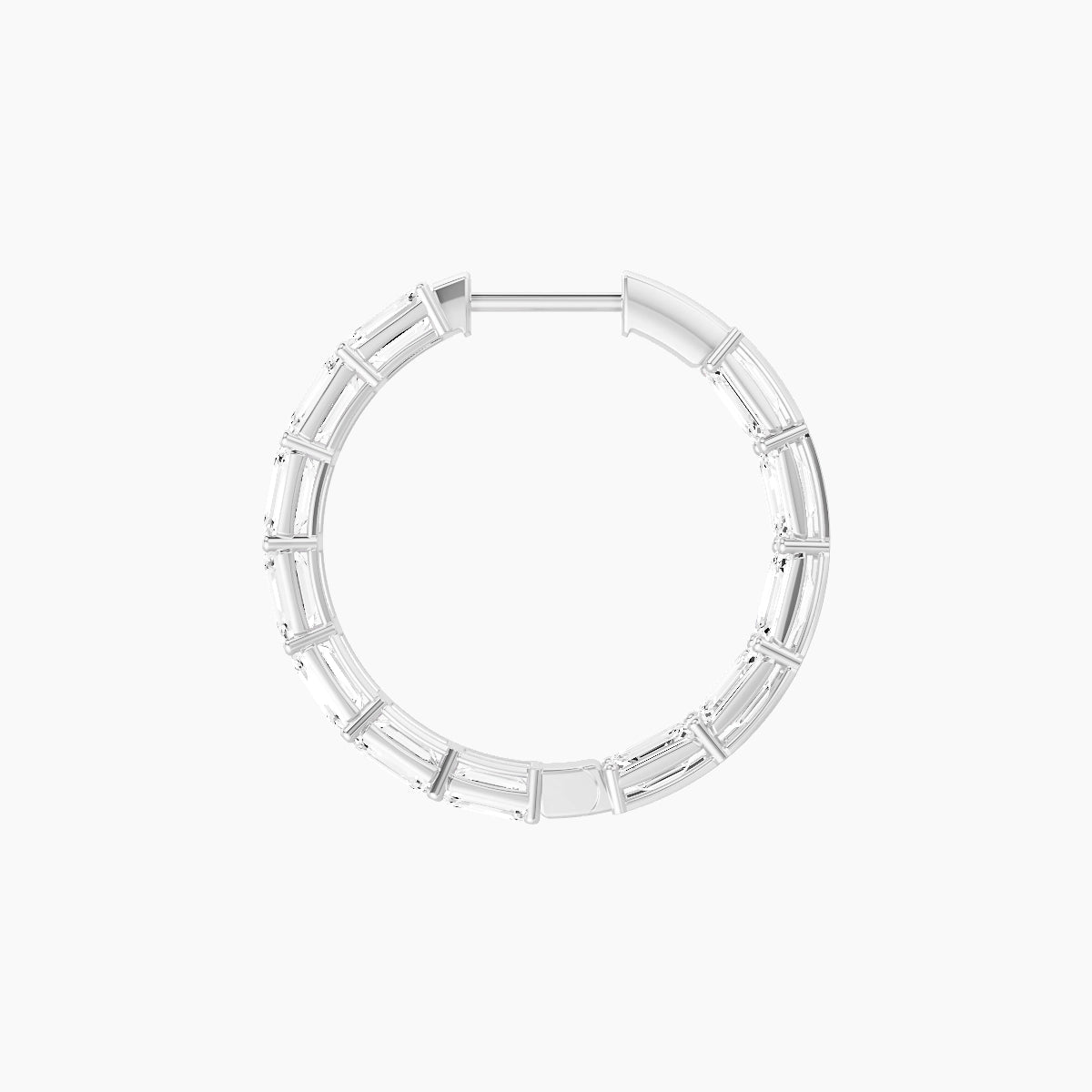 18k White Gold 2cm Emerald White Lab Diamond Inside-Out Hoop Earrings | 7.2 ct total
