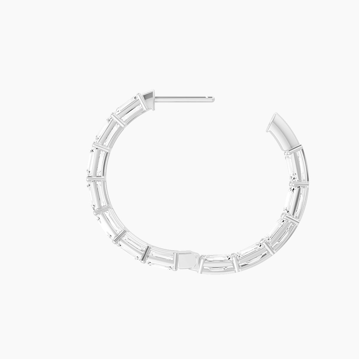 18k White Gold 2cm Emerald White Lab Diamond Inside-Out Hoop Earrings | 7.2 ct total