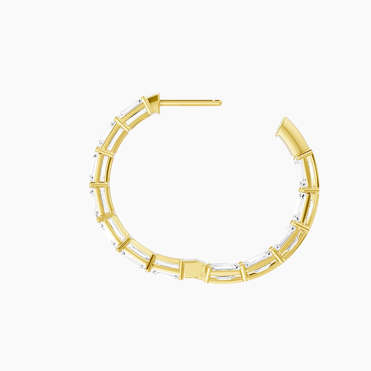 18k Yellow Gold 2cm Emerald White Lab Diamond Inside-Out Hoop Earrings | 7.2 ct total