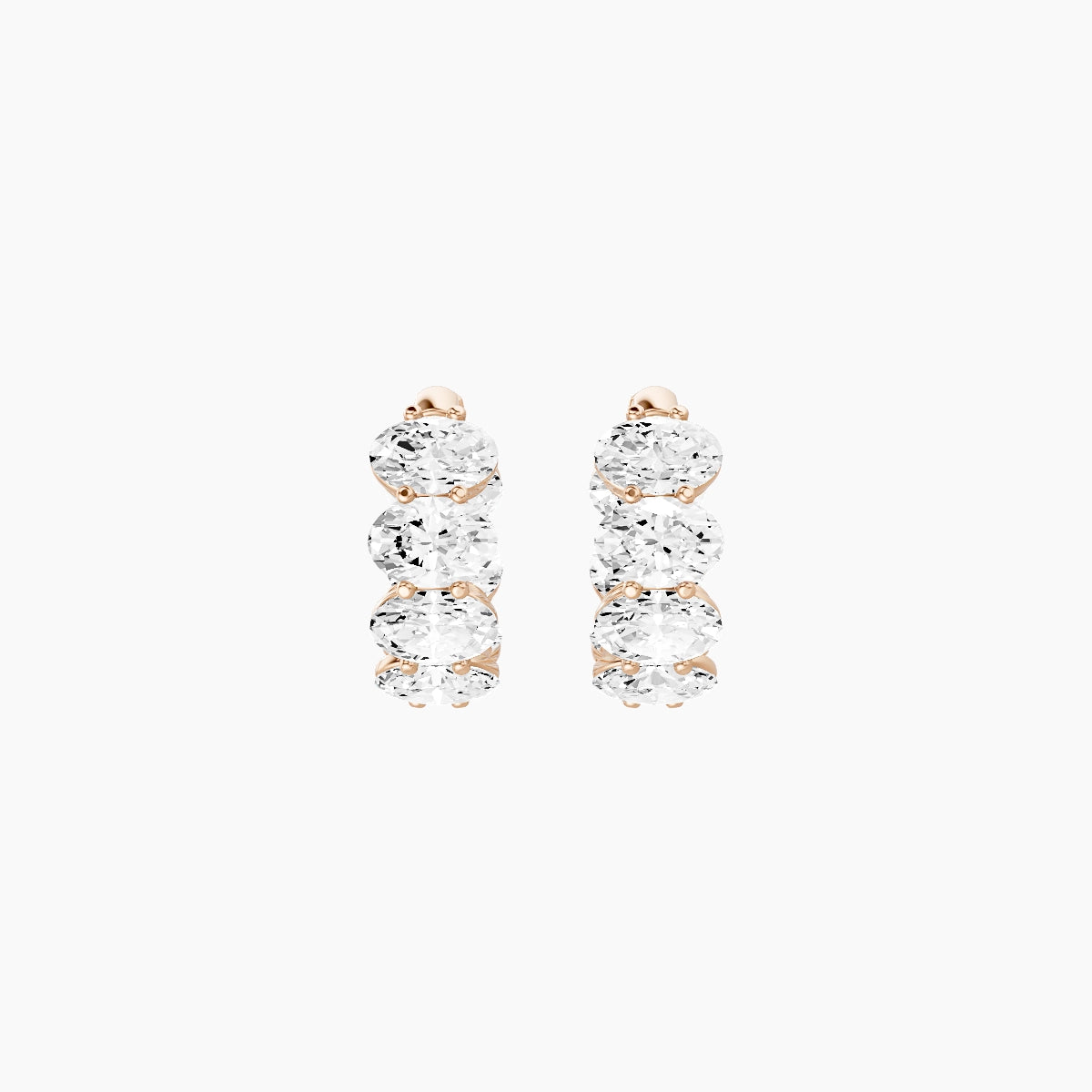 18k Rose Gold 1cm Oval White Lab Diamond Inside-Out Hoop Earrings | 4.2 ct total