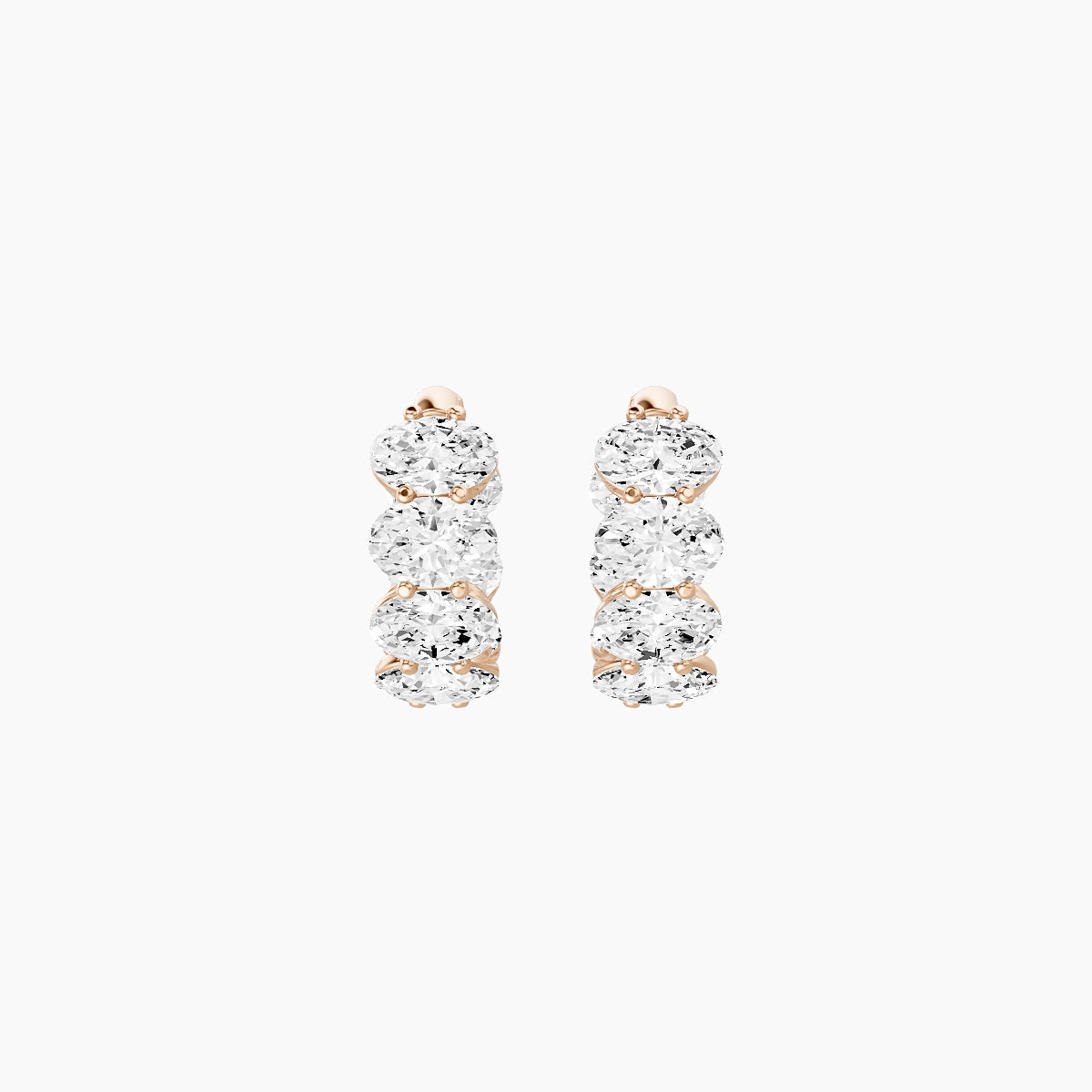 18k Rose Gold 1cm Oval White Lab Diamond Inside-Out Hoop Earrings | 4.2 ct total
