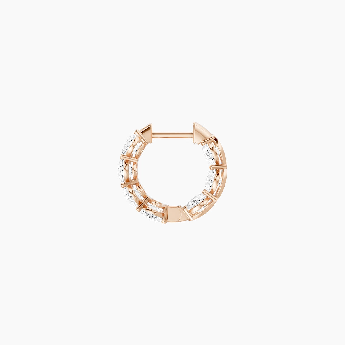 18k Rose Gold 1cm Oval White Lab Diamond Inside-Out Hoop Earrings | 4.2 ct total