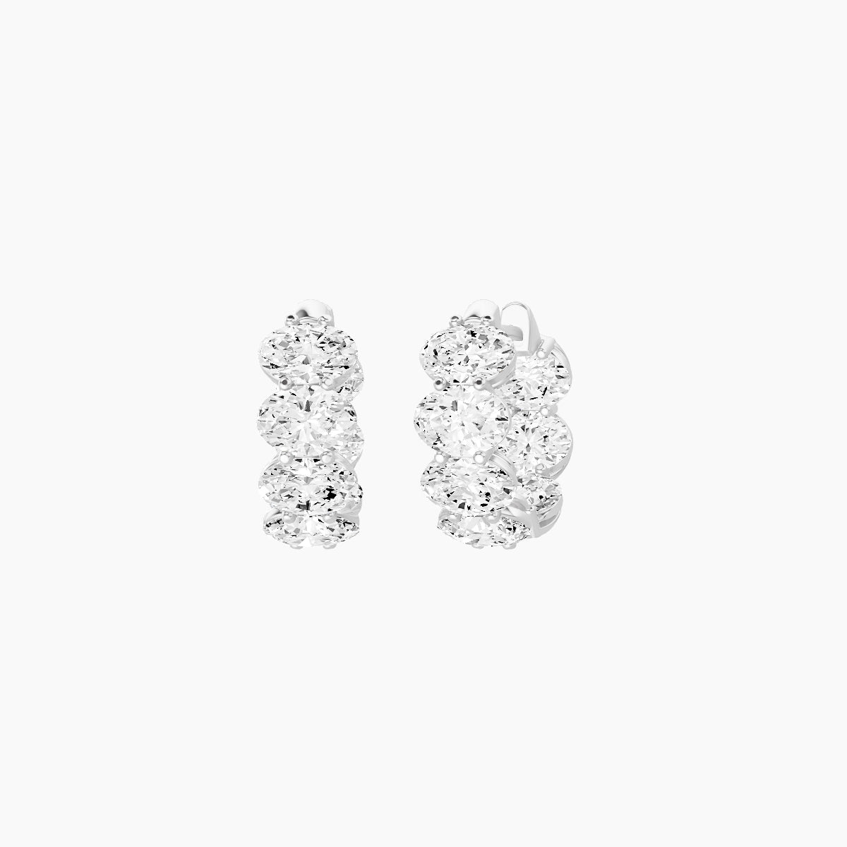 18k White Gold 1cm Oval White Lab Diamond Inside-Out Hoop Earrings | 4.2 ct total