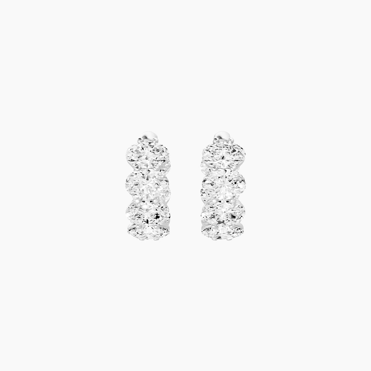 18k White Gold 1cm Oval White Lab Diamond Inside-Out Hoop Earrings | 4.2 ct total
