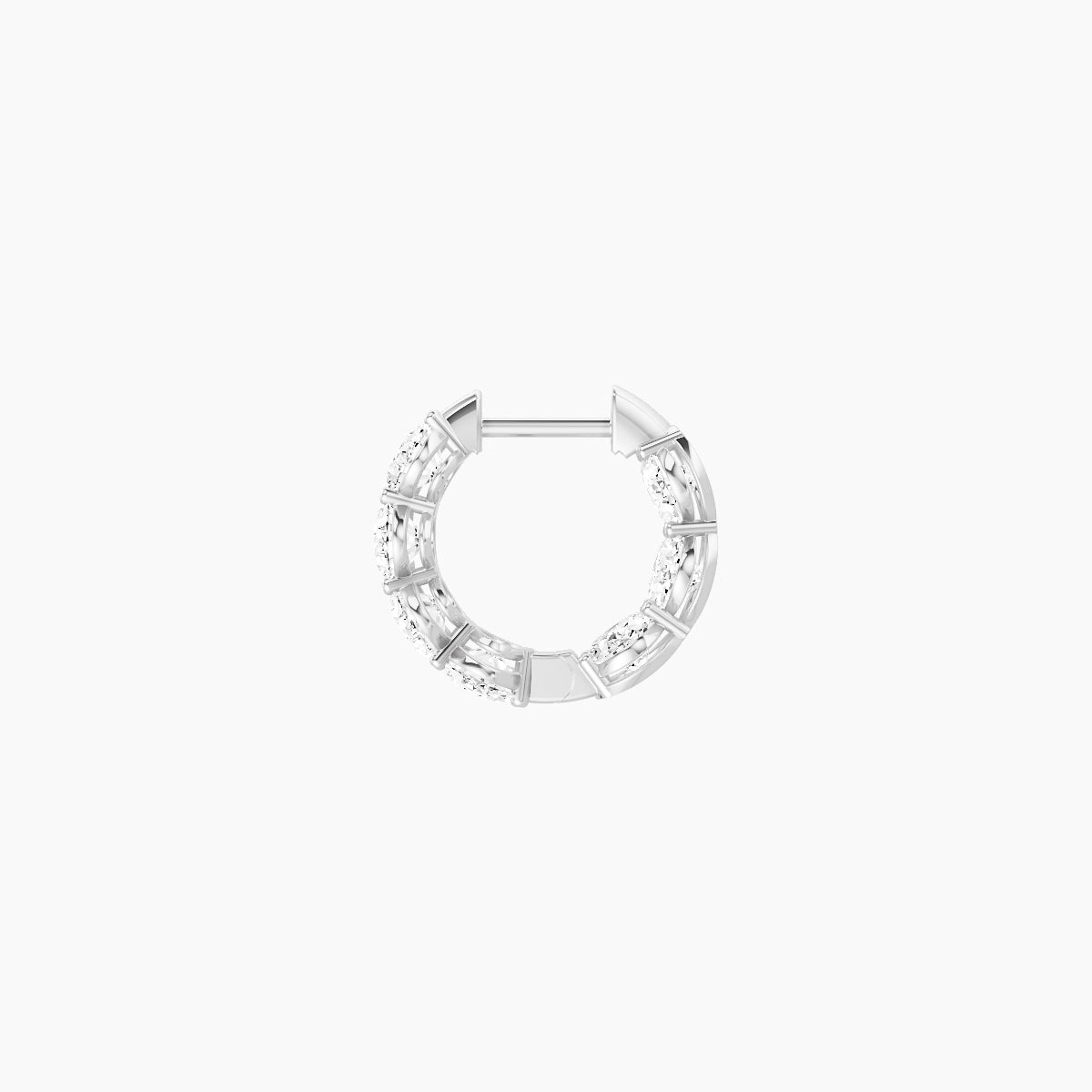 18k White Gold 1cm Oval White Lab Diamond Inside-Out Hoop Earrings | 4.2 ct total