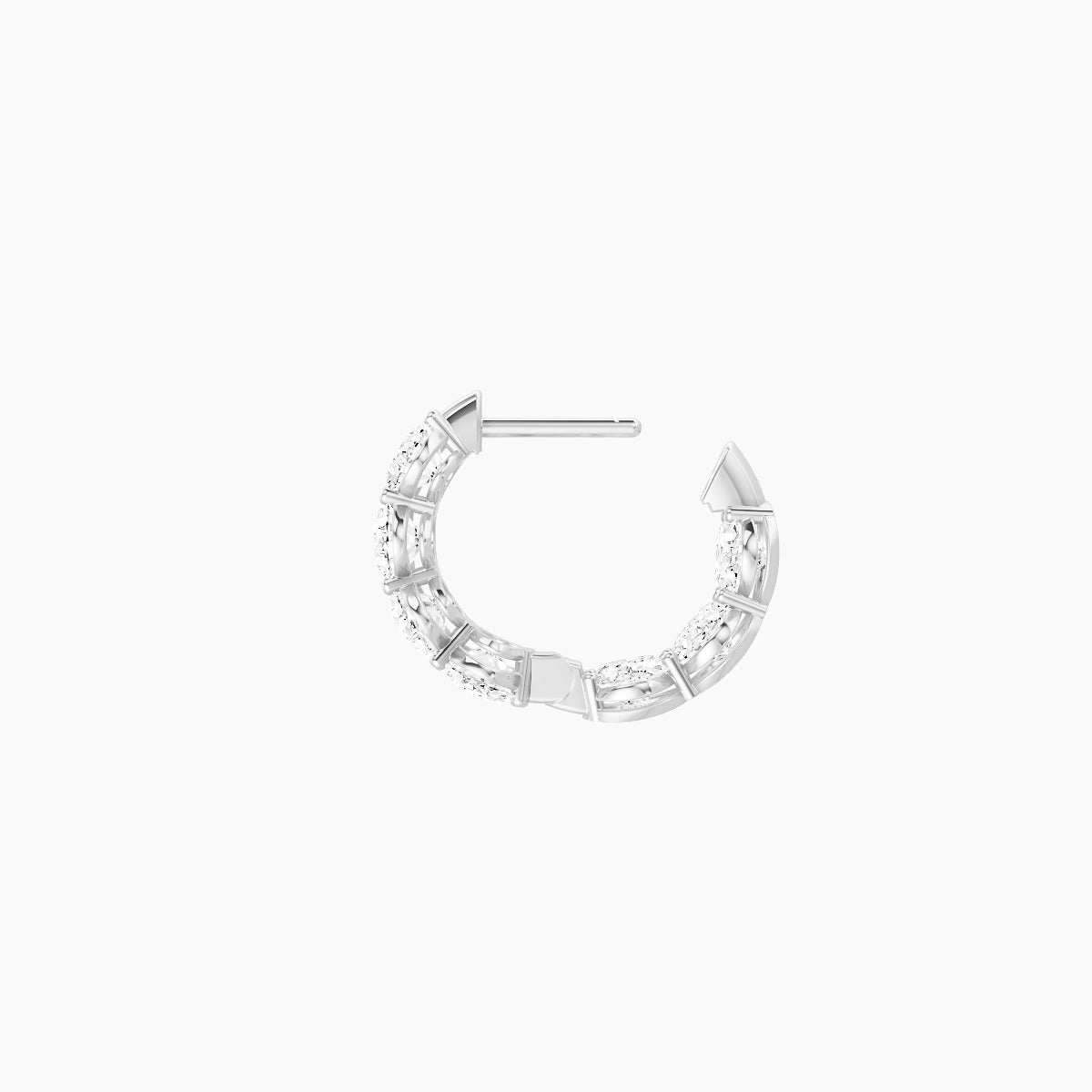 18k White Gold 1cm Oval White Lab Diamond Inside-Out Hoop Earrings | 4.2 ct total