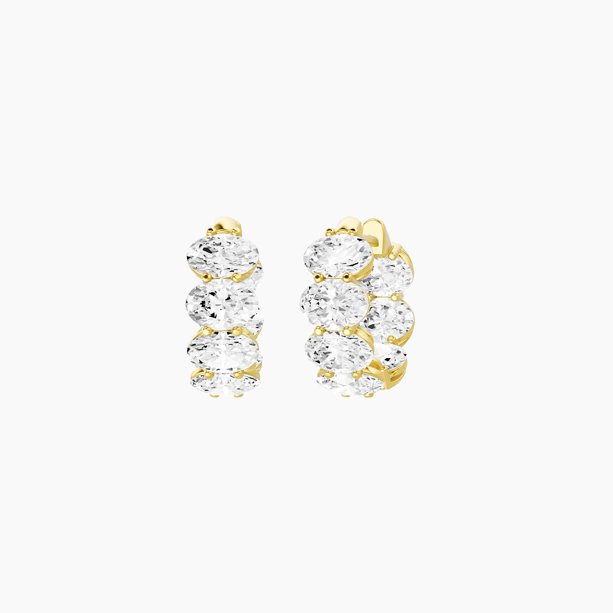 18k Yellow Gold 1cm Oval White Lab Diamond Inside-Out Hoop Earrings | 4.2 ct total