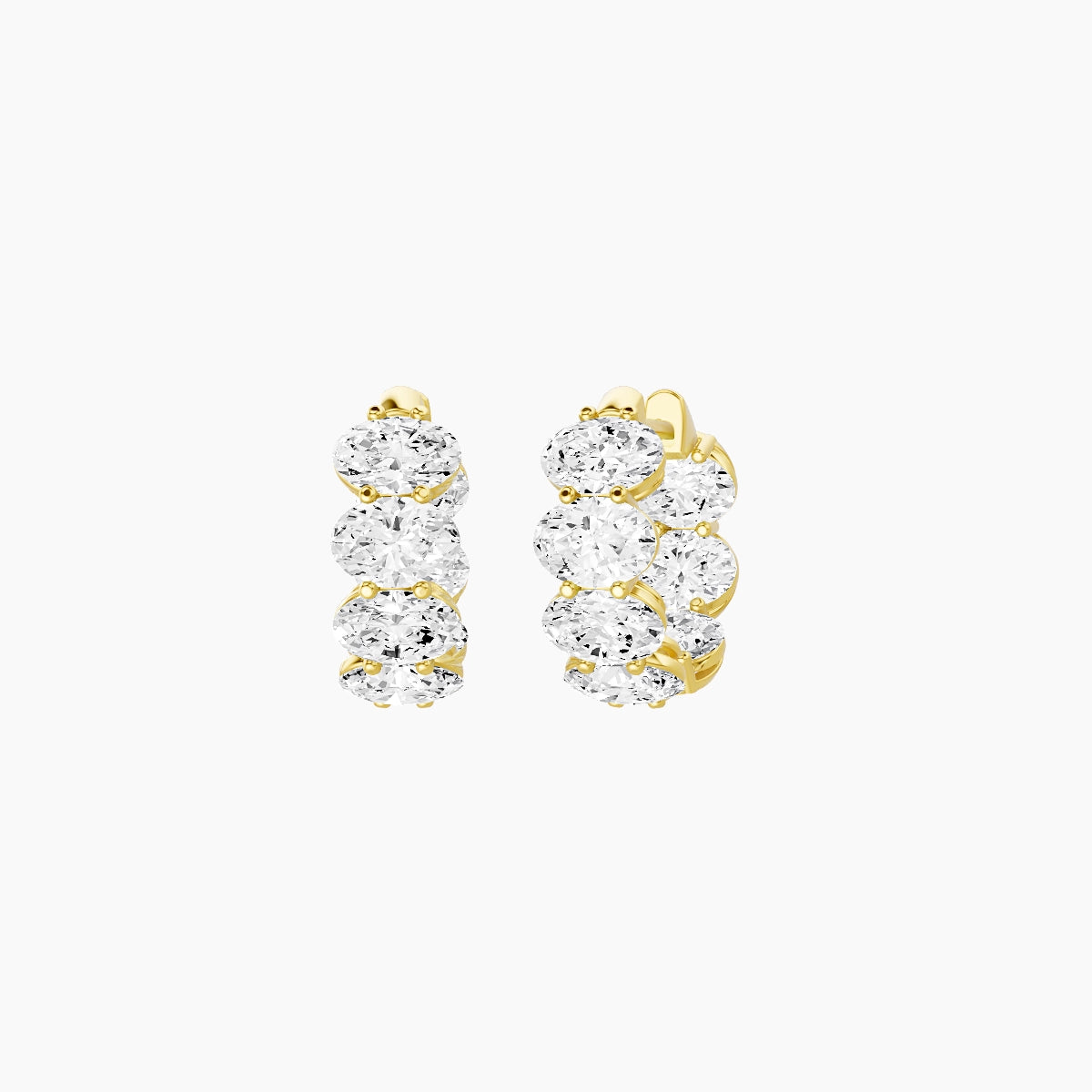 18k Yellow Gold 1cm Oval White Lab Diamond Inside-Out Hoop Earrings | 4.2 ct total