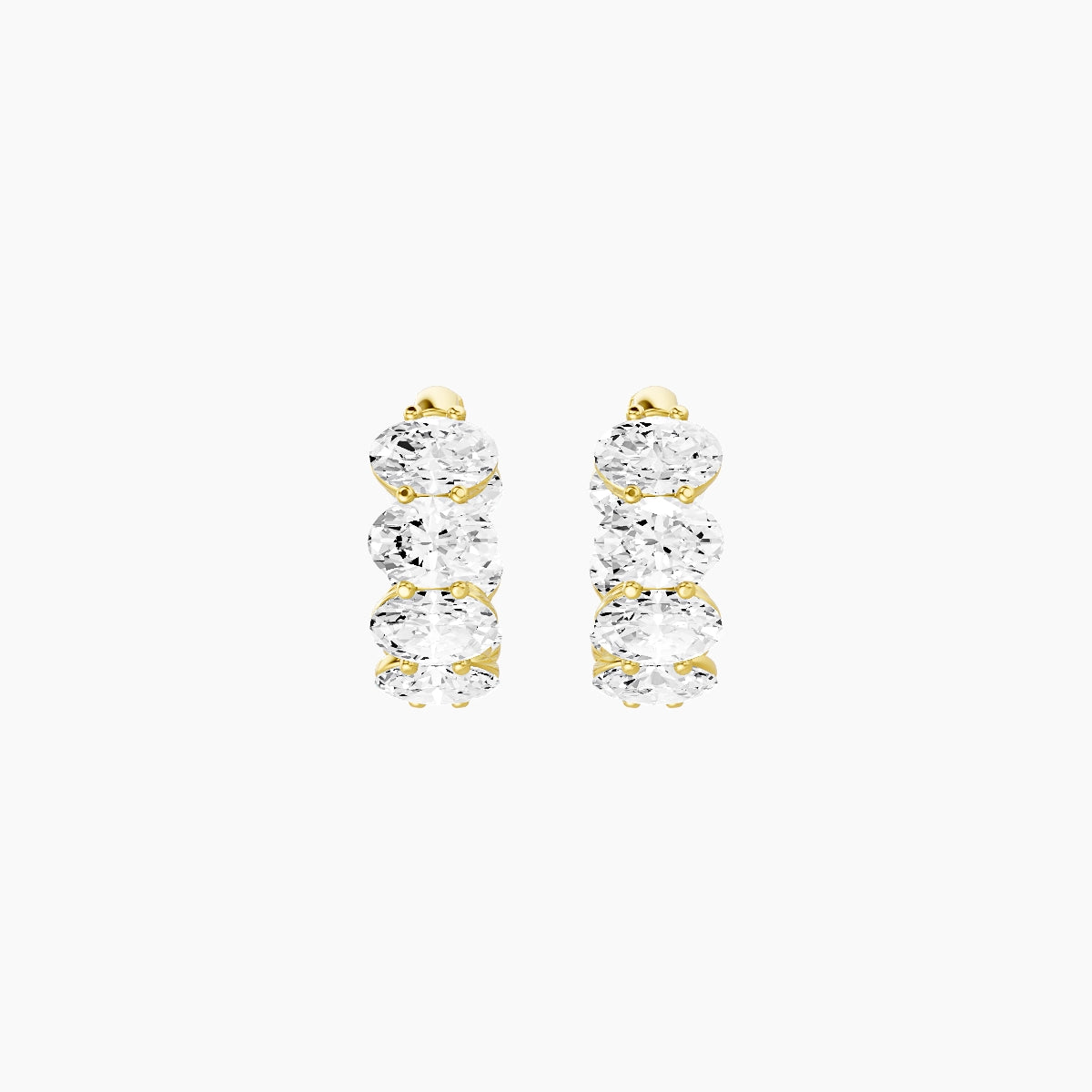 18k Yellow Gold 1cm Oval White Lab Diamond Inside-Out Hoop Earrings | 4.2 ct total