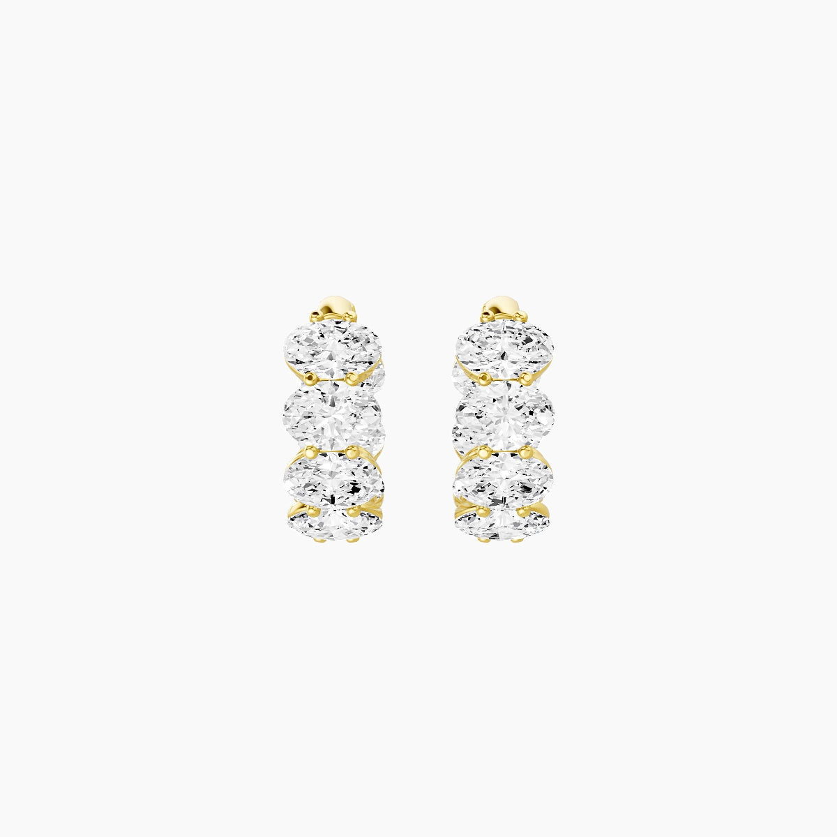 18k Yellow Gold 1cm Oval White Lab Diamond Inside-Out Hoop Earrings | 4.2 ct total