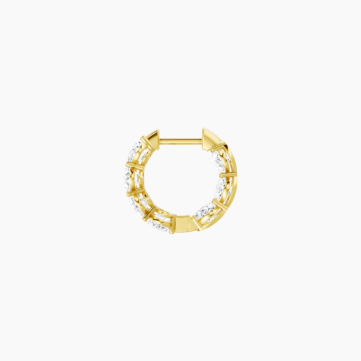 18k Yellow Gold 1cm Oval White Lab Diamond Inside-Out Hoop Earrings | 4.2 ct total