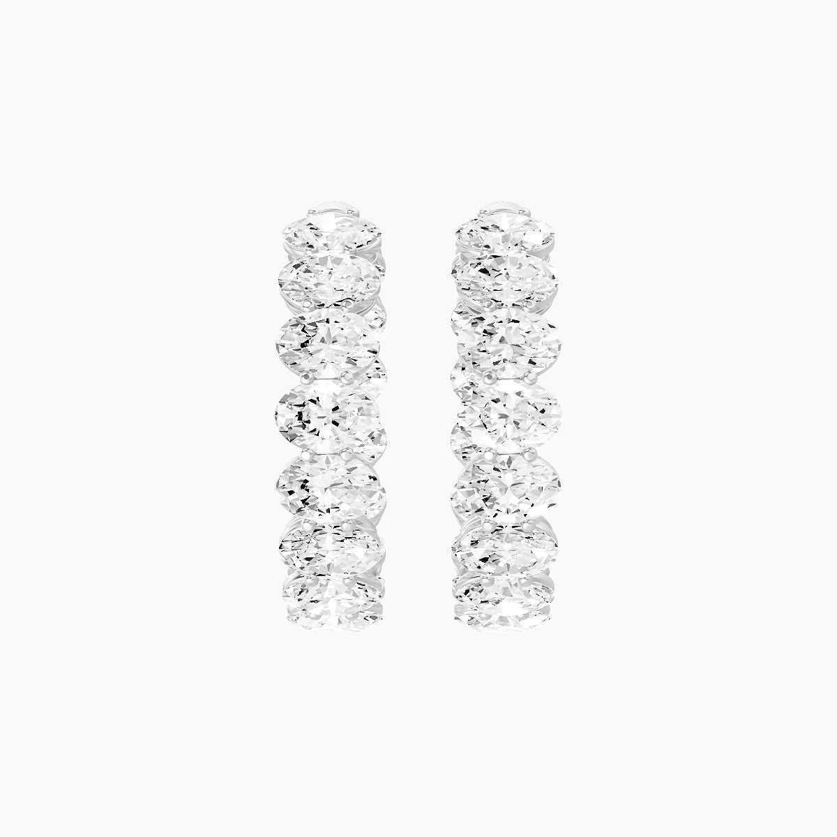 18k White Gold 2cm Oval White Lab Diamond Inside-Out Hoop Earrings | 9 ct total