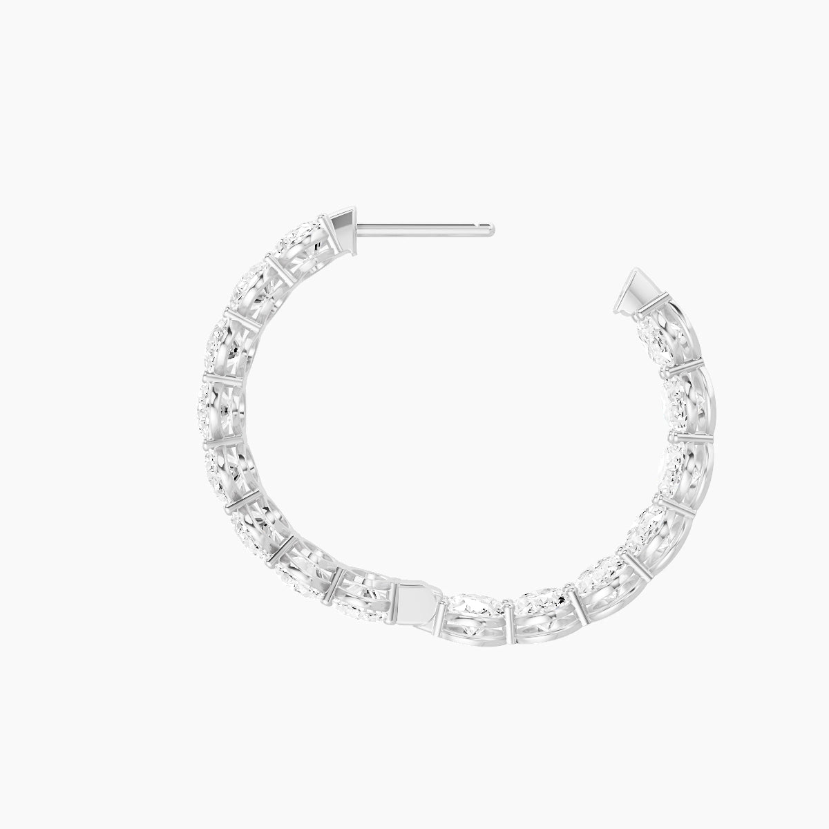18k White Gold 2cm Oval White Lab Diamond Inside-Out Hoop Earrings | 9 ct total