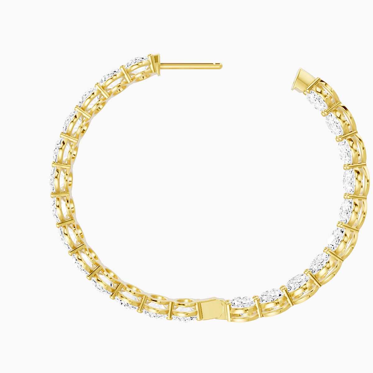 18k Yellow Gold 3cm Oval White Lab Diamond Inside-Out Hoop Earrings | 13.8 ct total