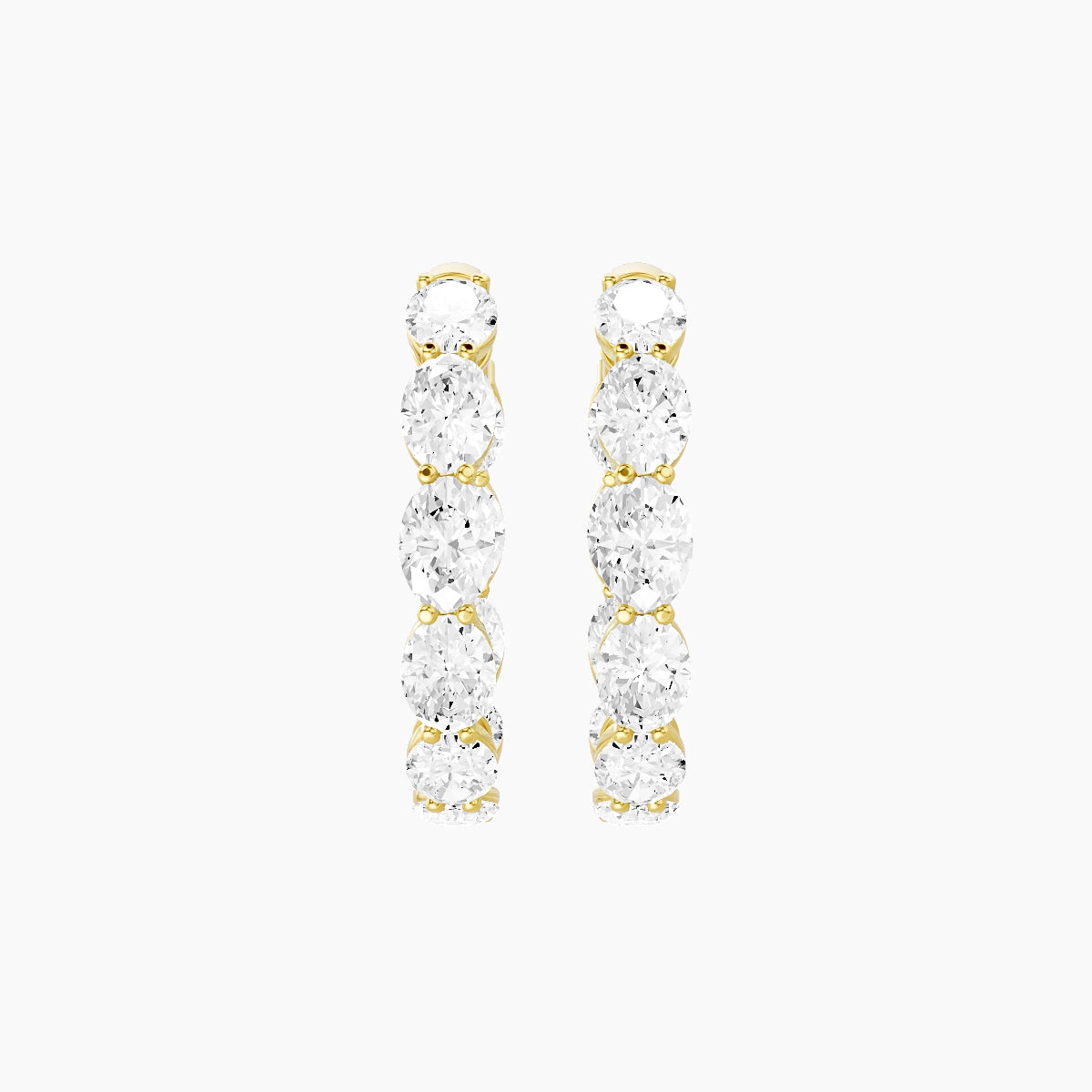 18k Yellow Gold 2cm Oval White Lab Diamond Inside-Out Hoop Earrings | 6 ct total