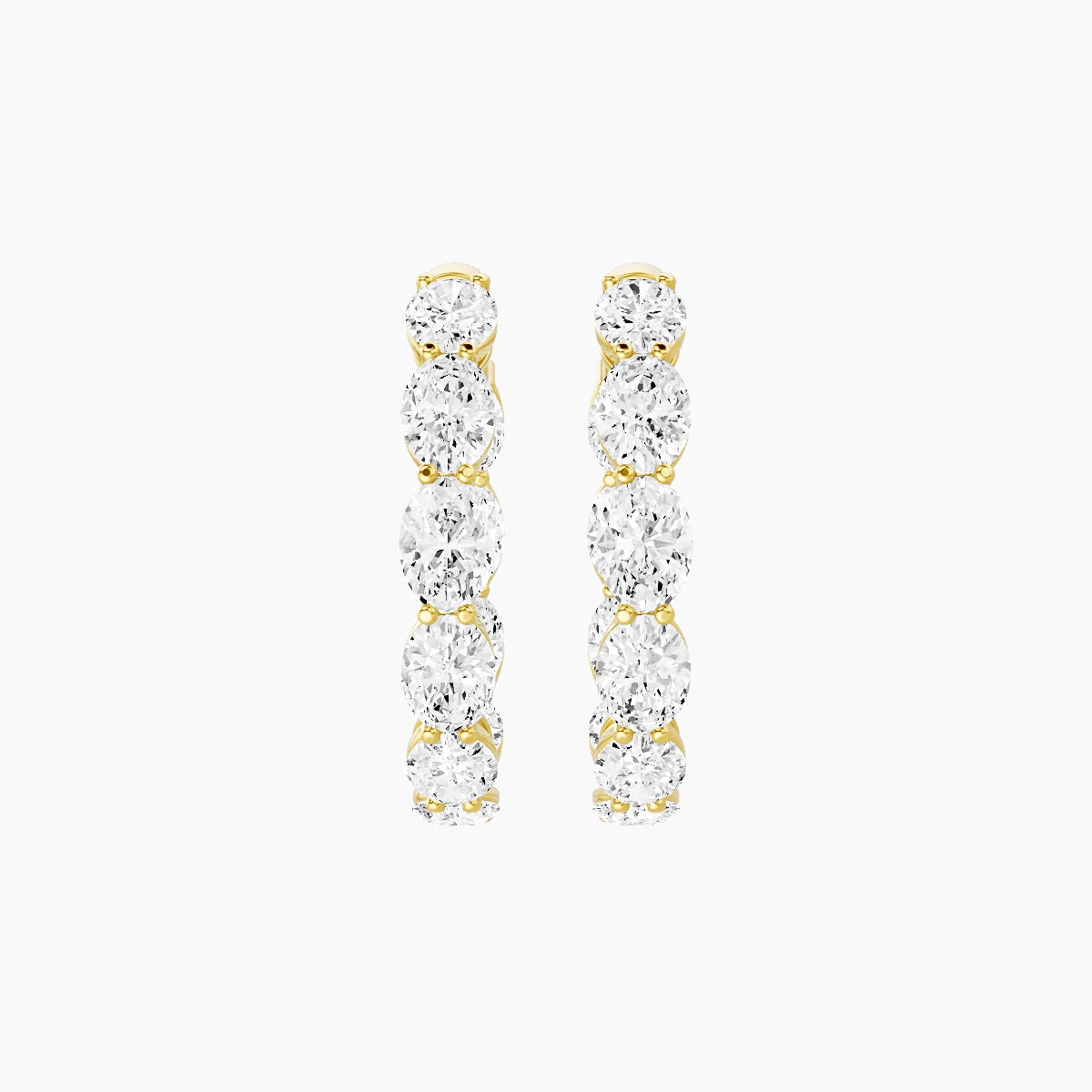 18k Yellow Gold 2cm Oval White Lab Diamond Inside-Out Hoop Earrings | 6 ct total