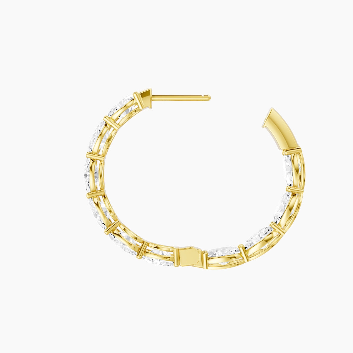 18k Yellow Gold 2cm Oval White Lab Diamond Inside-Out Hoop Earrings | 6 ct total