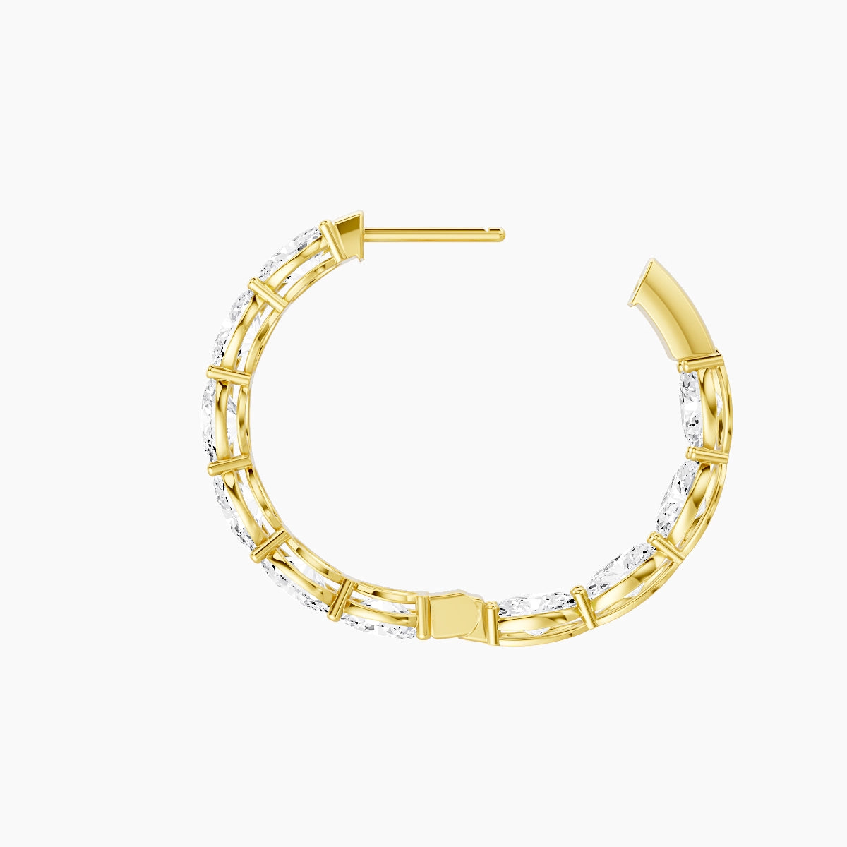 18k Yellow Gold 2cm Oval White Lab Diamond Inside-Out Hoop Earrings | 6 ct total