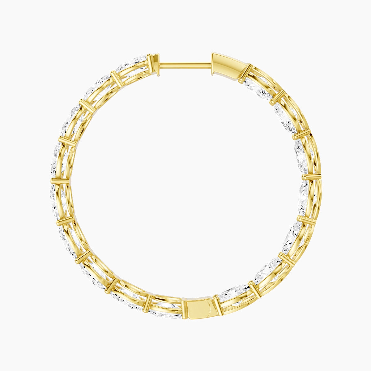 18k Yellow Gold 3cm Oval White Lab Diamond Inside-Out Hoop Earrings | 9.6 ct total