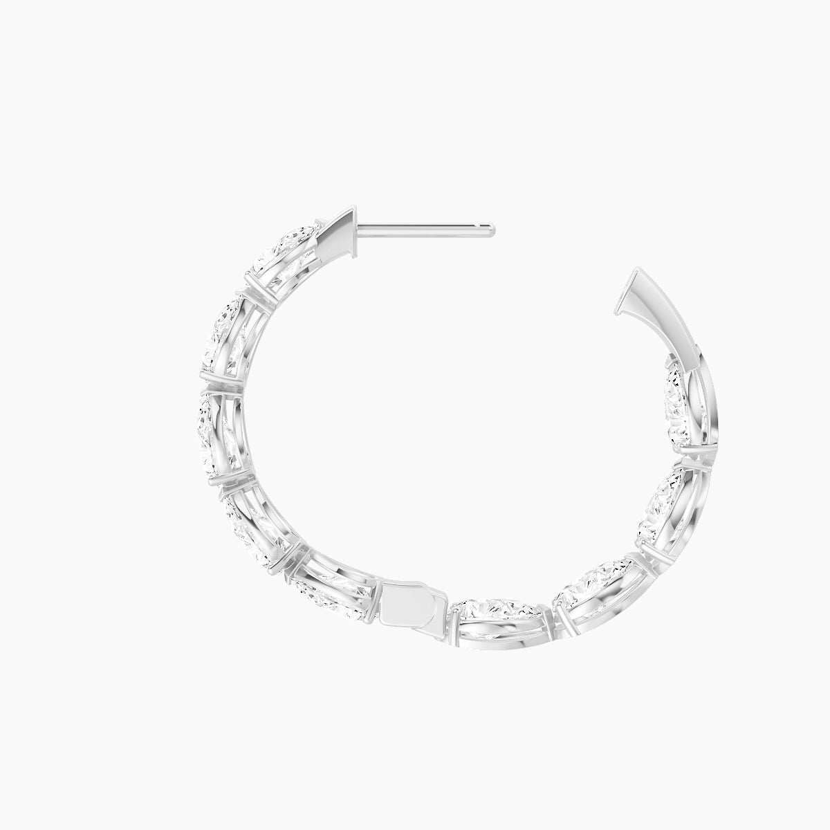 18k White Gold 2cm Pear White Lab Diamond Inside-Out Hoop Earrings | 5.4 ct total