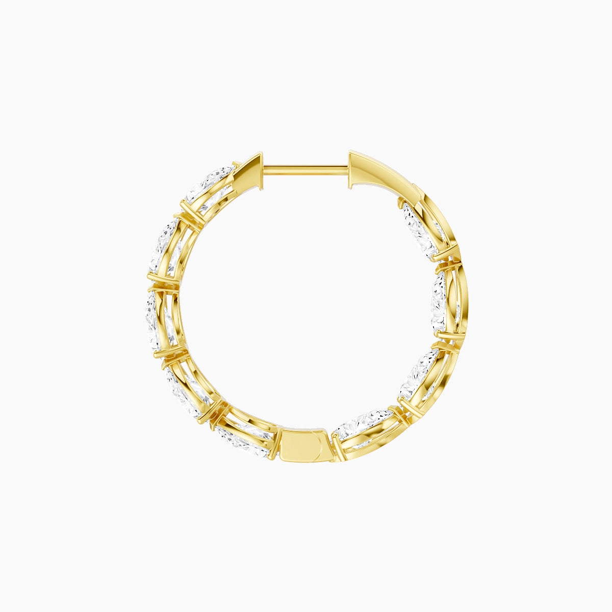 18k Yellow Gold 2cm Pear White Lab Diamond Inside-Out Hoop Earrings | 5.4 ct total