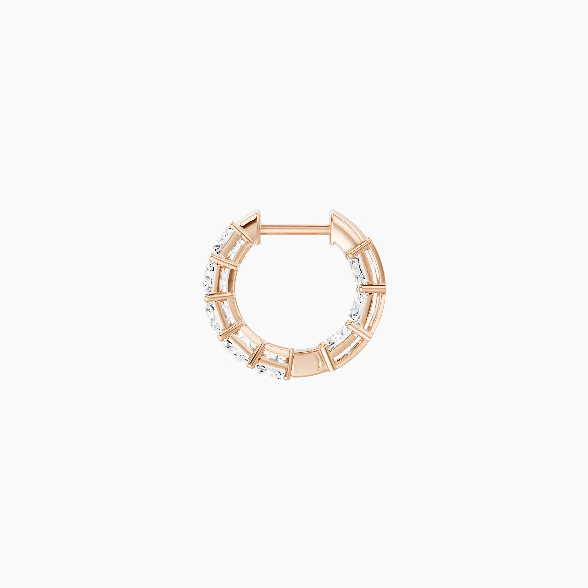 18k Rose Gold 1cm Radiant White Lab Diamond Inside-Out Hoop Earrings | 4.8 ct total