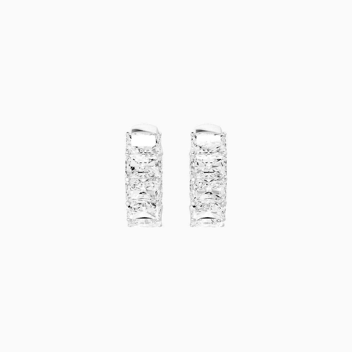 18k White Gold 1cm Radiant White Lab Diamond Inside-Out Hoop Earrings | 4.8 ct total