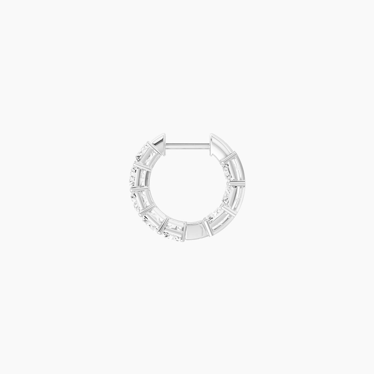 18k White Gold 1cm Radiant White Lab Diamond Inside-Out Hoop Earrings | 4.8 ct total
