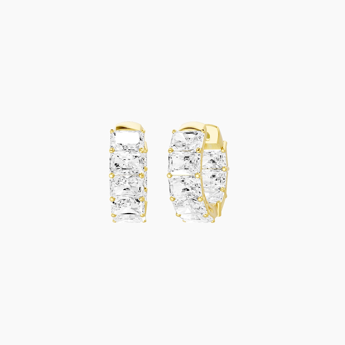 18k Yellow Gold 1cm Radiant White Lab Diamond Inside-Out Hoop Earrings | 4.8 ct total