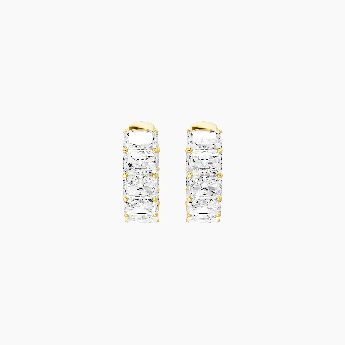 18k Yellow Gold 1cm Radiant White Lab Diamond Inside-Out Hoop Earrings | 4.8 ct total
