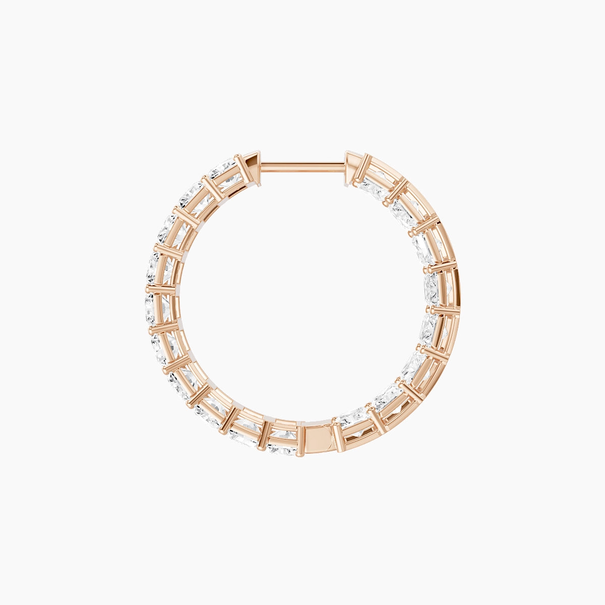 18k Rose Gold 2cm Radiant White Lab Diamond Inside-Out Hoop Earrings | 10.8 ct total