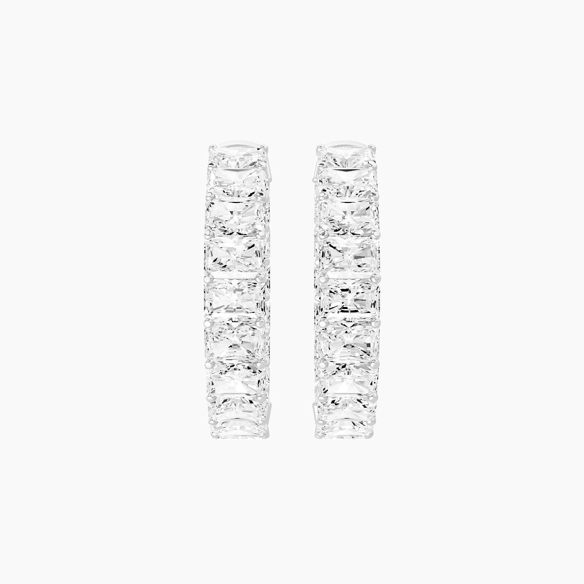 18k White Gold 2cm Radiant White Lab Diamond Inside-Out Hoop Earrings | 10.8 ct total