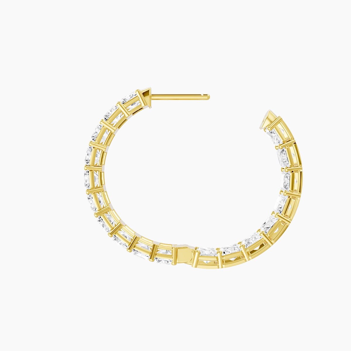 18k Yellow Gold 2cm Radiant White Lab Diamond Inside-Out Hoop Earrings | 10.8 ct total