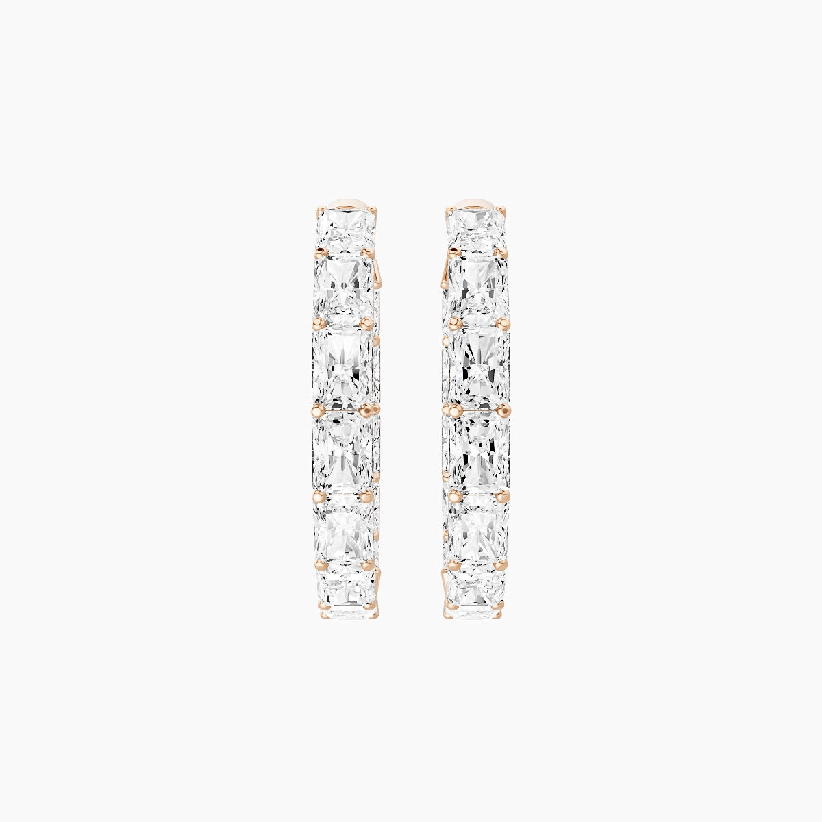 18k Rose Gold 2cm Radiant White Lab Diamond Inside-Out Hoop Earrings | 7.2 ct total