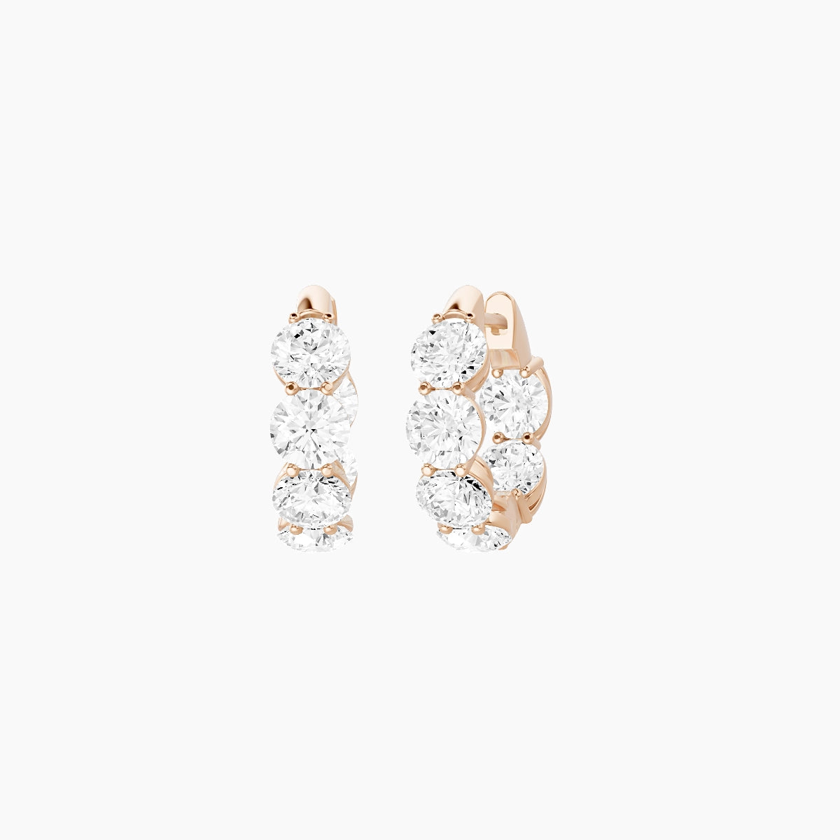 18k Rose Gold 1cm Round White Lab Diamond Inside-Out Hoop Earrings | 3.6 ct total