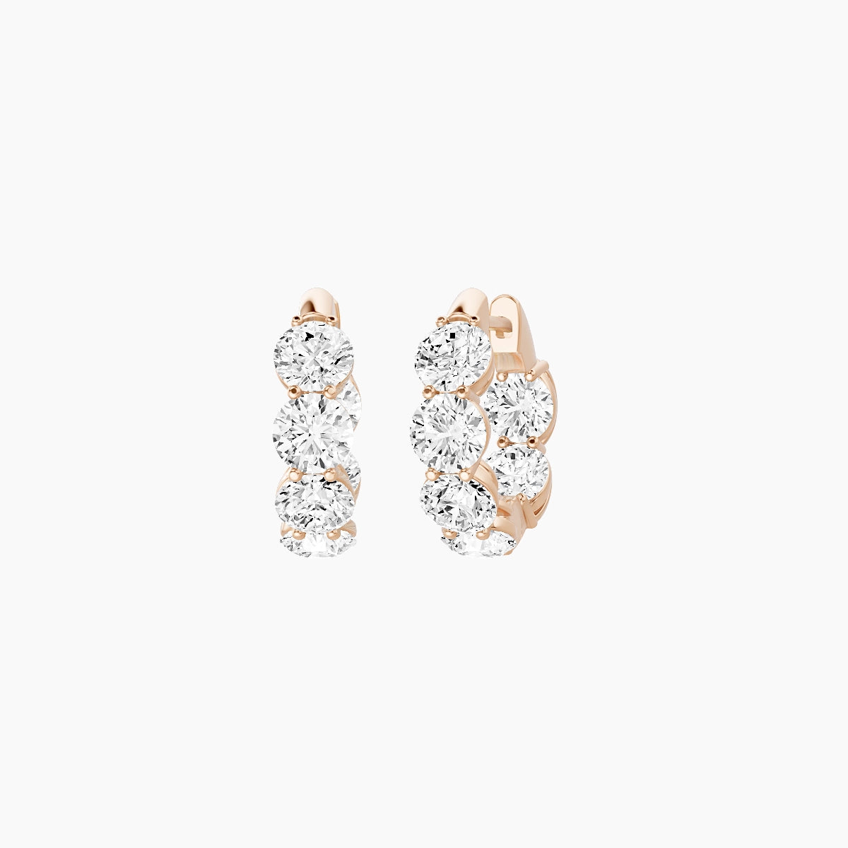 18k Rose Gold 1cm Round White Lab Diamond Inside-Out Hoop Earrings | 3.6 ct total