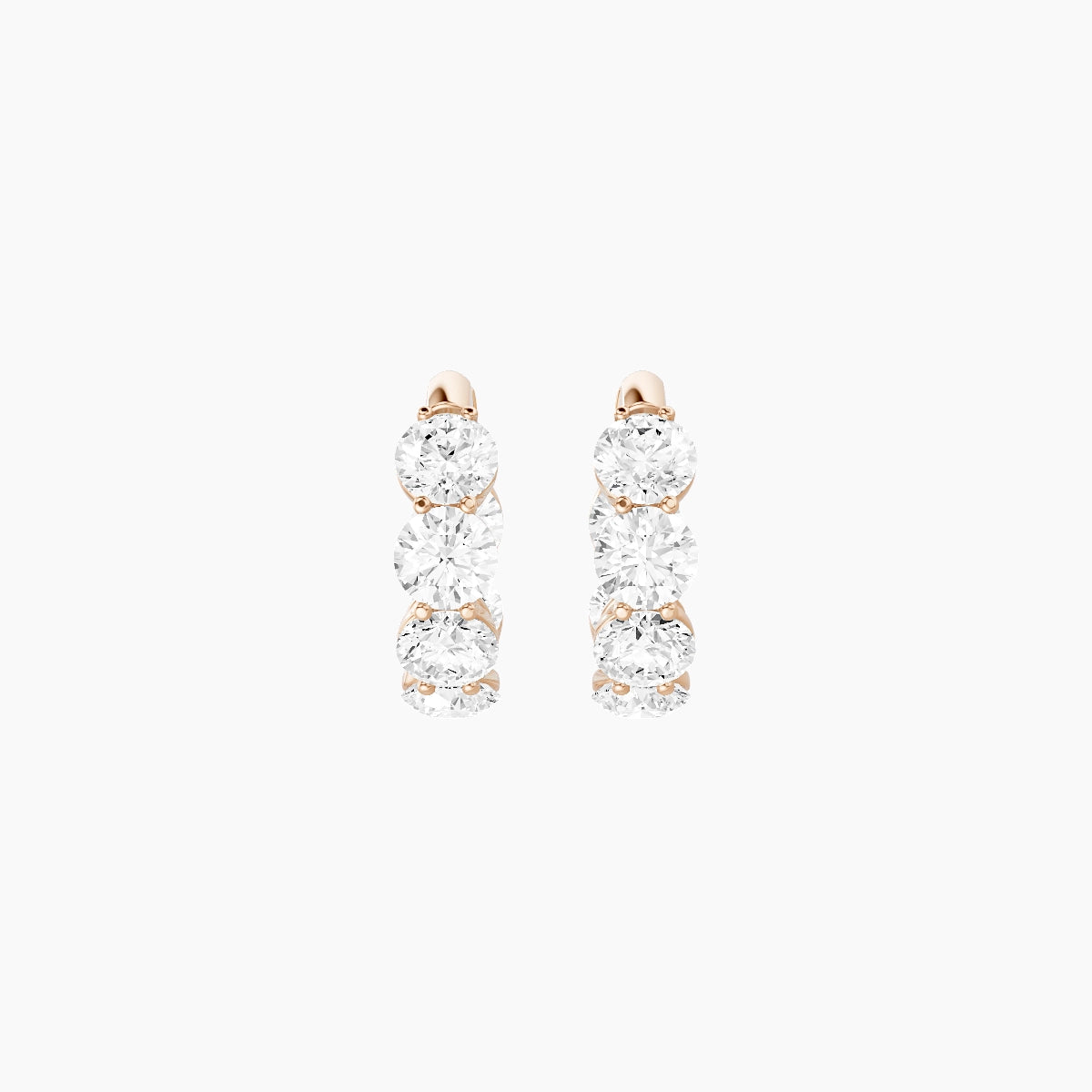 18k Rose Gold 1cm Round White Lab Diamond Inside-Out Hoop Earrings | 3.6 ct total