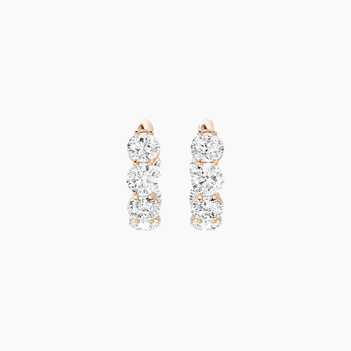 18k Rose Gold 1cm Round White Lab Diamond Inside-Out Hoop Earrings | 3.6 ct total