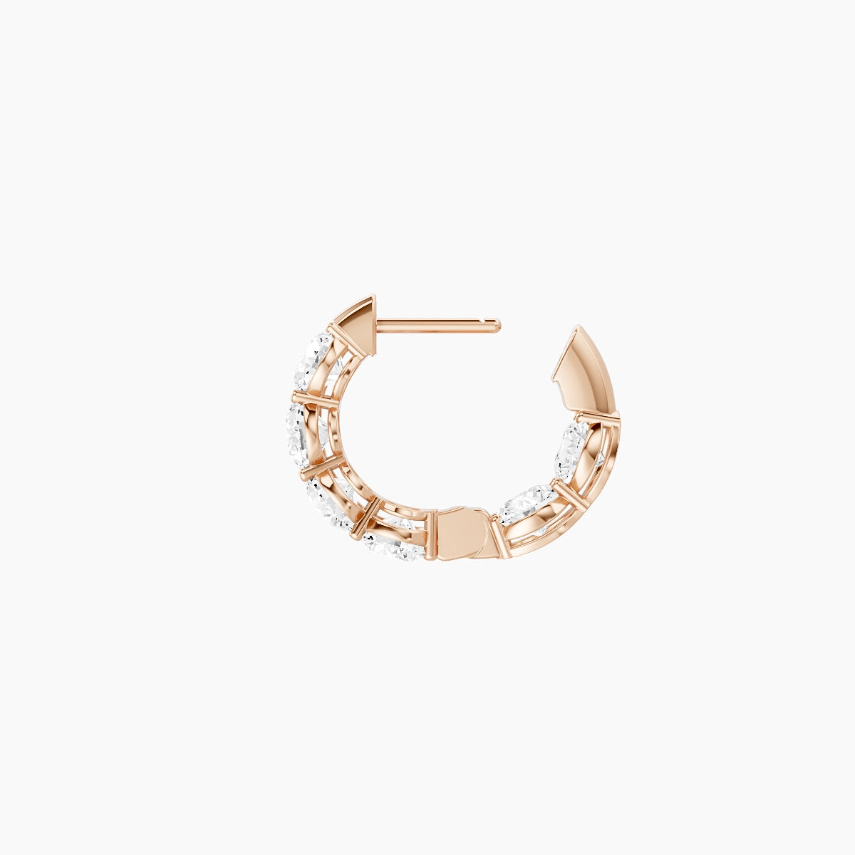 18k Rose Gold 1cm Round White Lab Diamond Inside-Out Hoop Earrings | 3.6 ct total