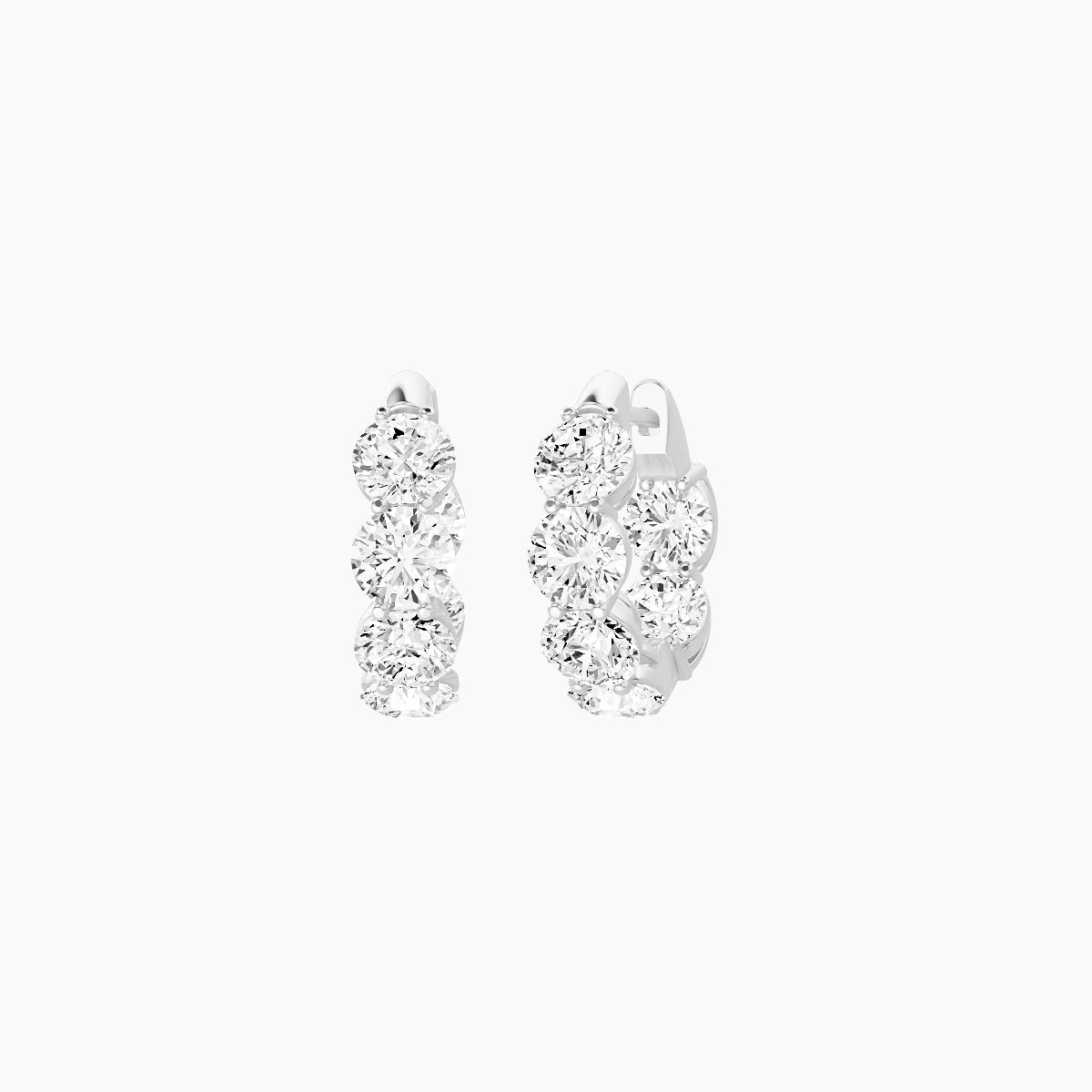18k White Gold 1cm Round White Lab Diamond Inside-Out Hoop Earrings | 3.6 ct total