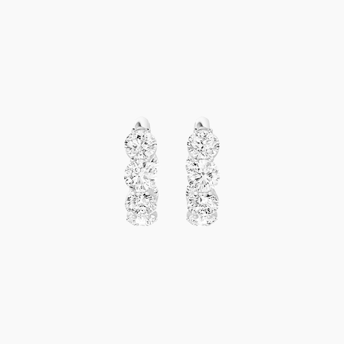 18k White Gold 1cm Round White Lab Diamond Inside-Out Hoop Earrings | 3.6 ct total