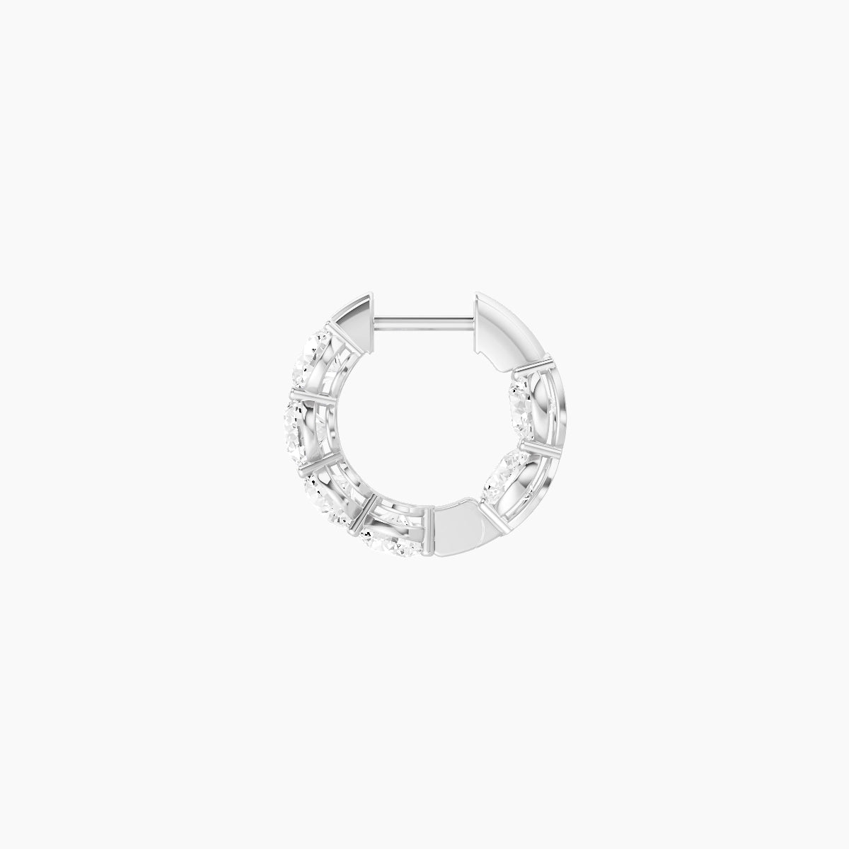 18k White Gold 1cm Round White Lab Diamond Inside-Out Hoop Earrings | 3.6 ct total