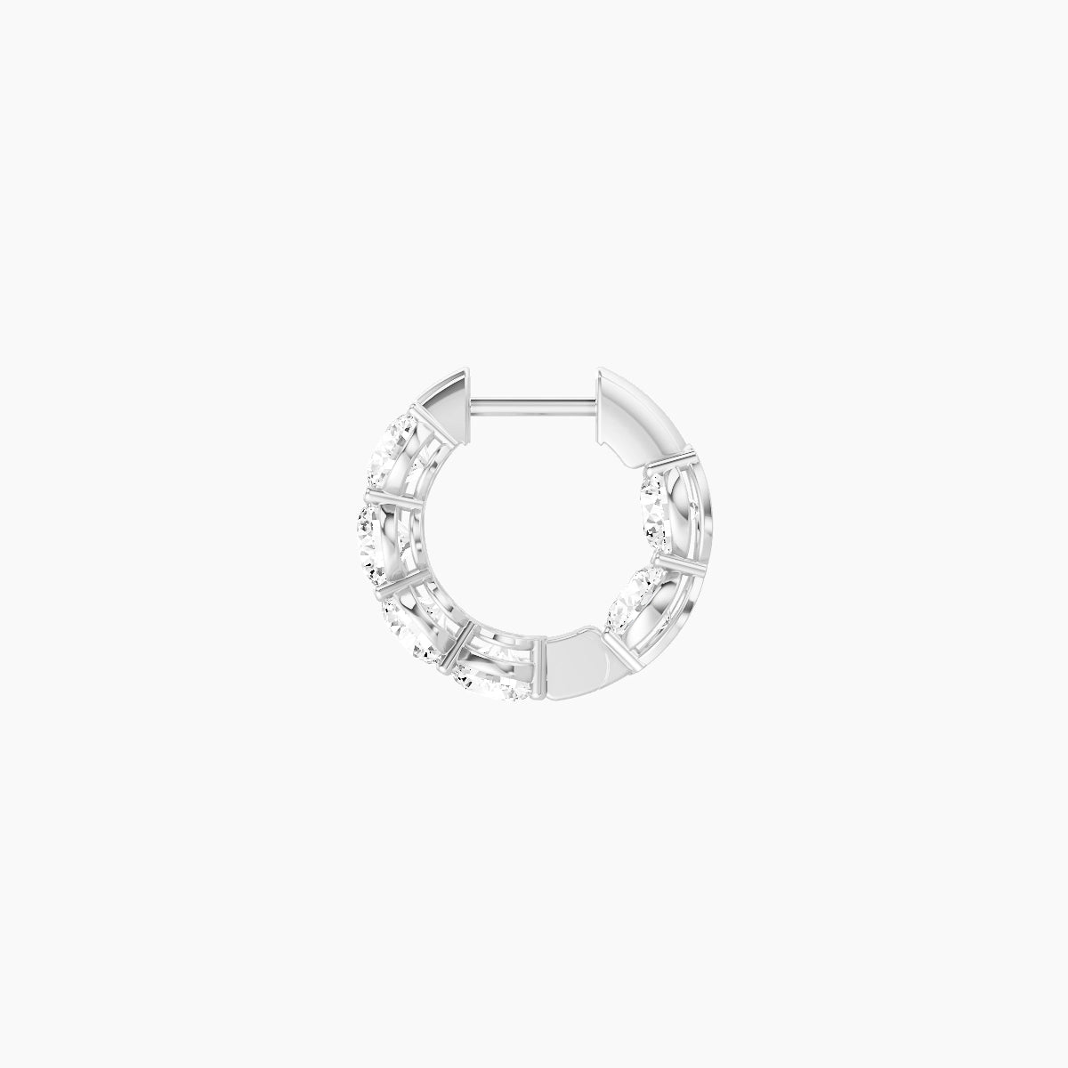 18k White Gold 1cm Round White Lab Diamond Inside-Out Hoop Earrings | 3.6 ct total